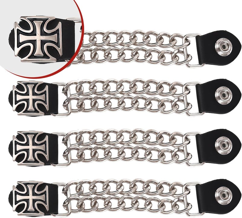 Mirthcos Motorcycle Vest Extenders for Men & Women - 4 PCS Leather Vest Extensions for Biker - Durable Double Chrome Chains - Image 5